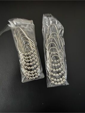 New 2 Pkg-Silver Beaded Shower Curtain Hooks - Set